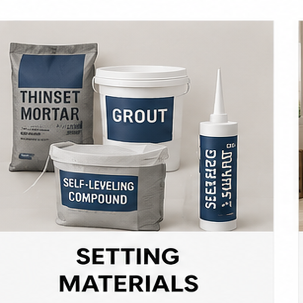 SETTING MATERIALS - THINSET MORTAR - GROUT - SELF-LEVELING COMPOUNDS - SILICONE SEALANTS