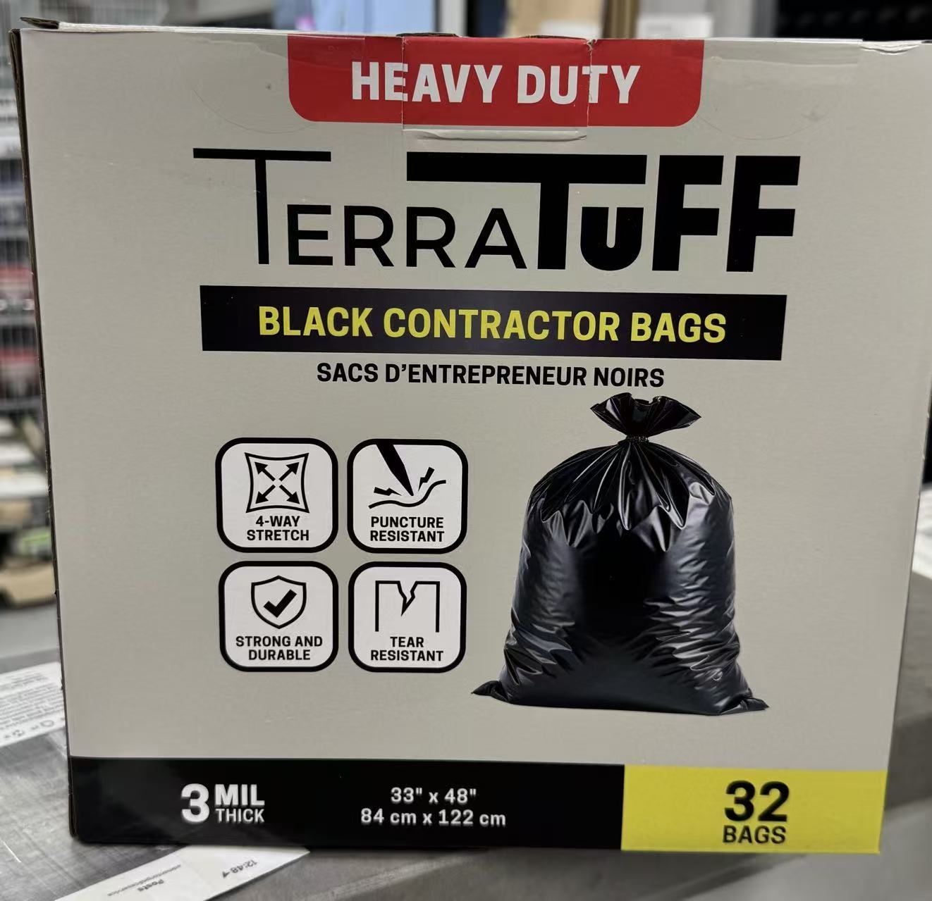 TerraTuff Contractor Garbage Bags 33"x48" 3mil 32bags/box image 0