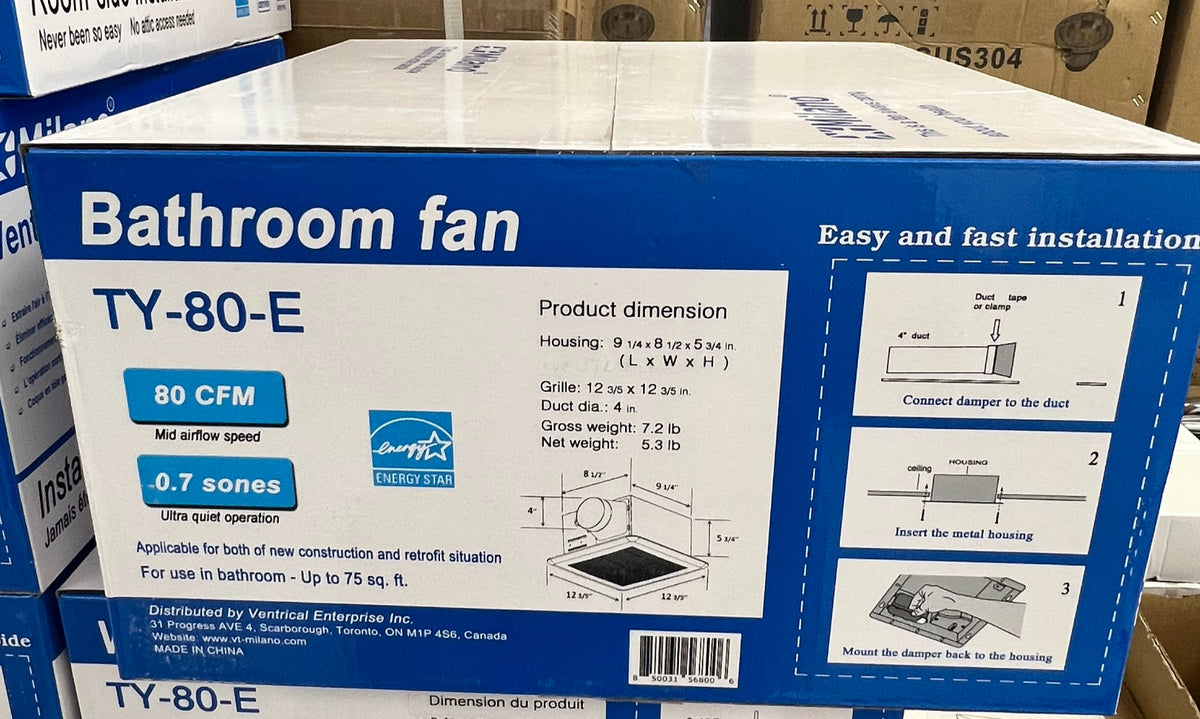 Bathroom Ventilation Fan – 80CFM, 0.7 Sone, 4" Exhaust image 1
