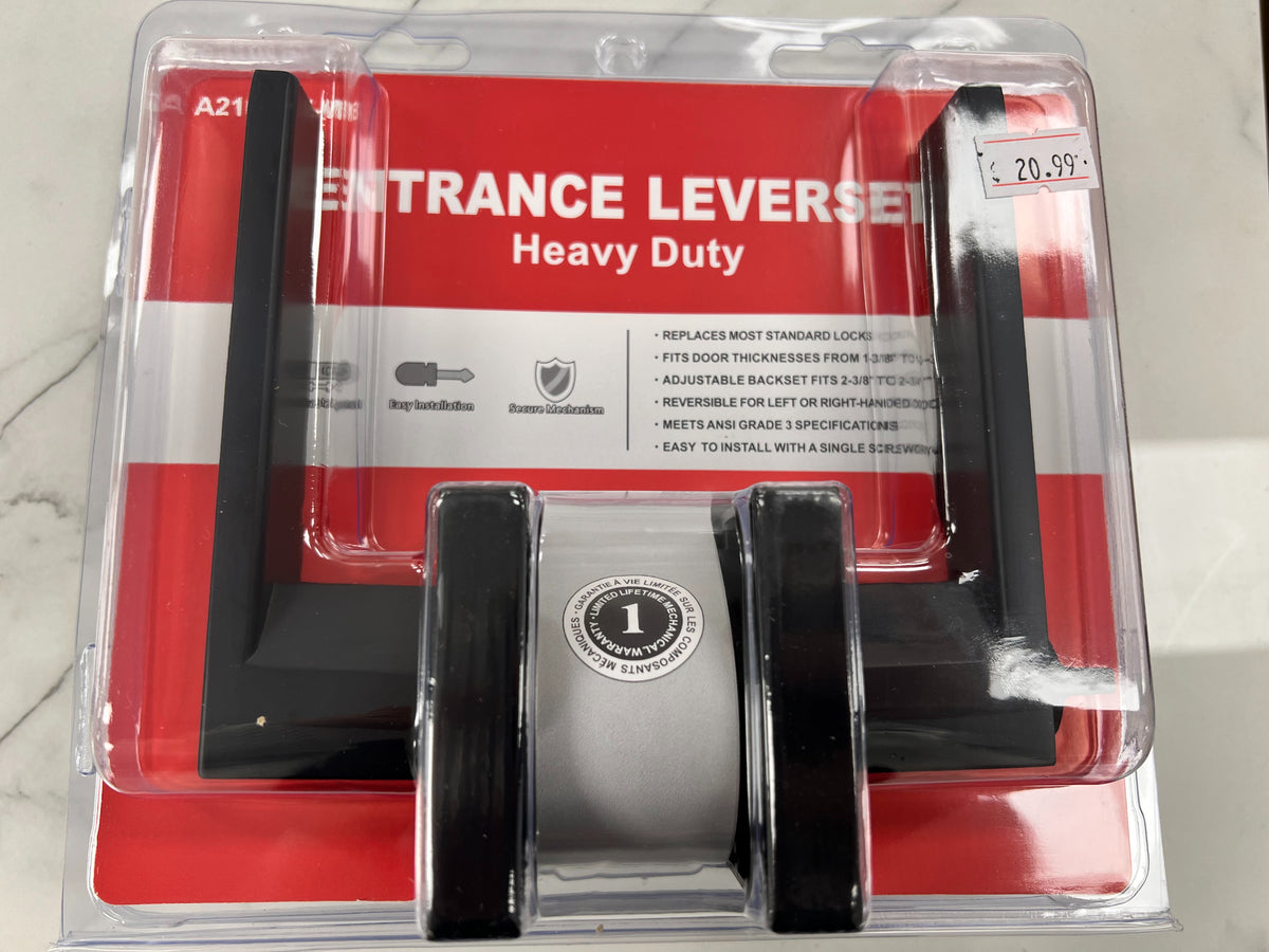 Heavy-Duty Entrance Lock with Key | Black - (A2101ET-MB) image 1