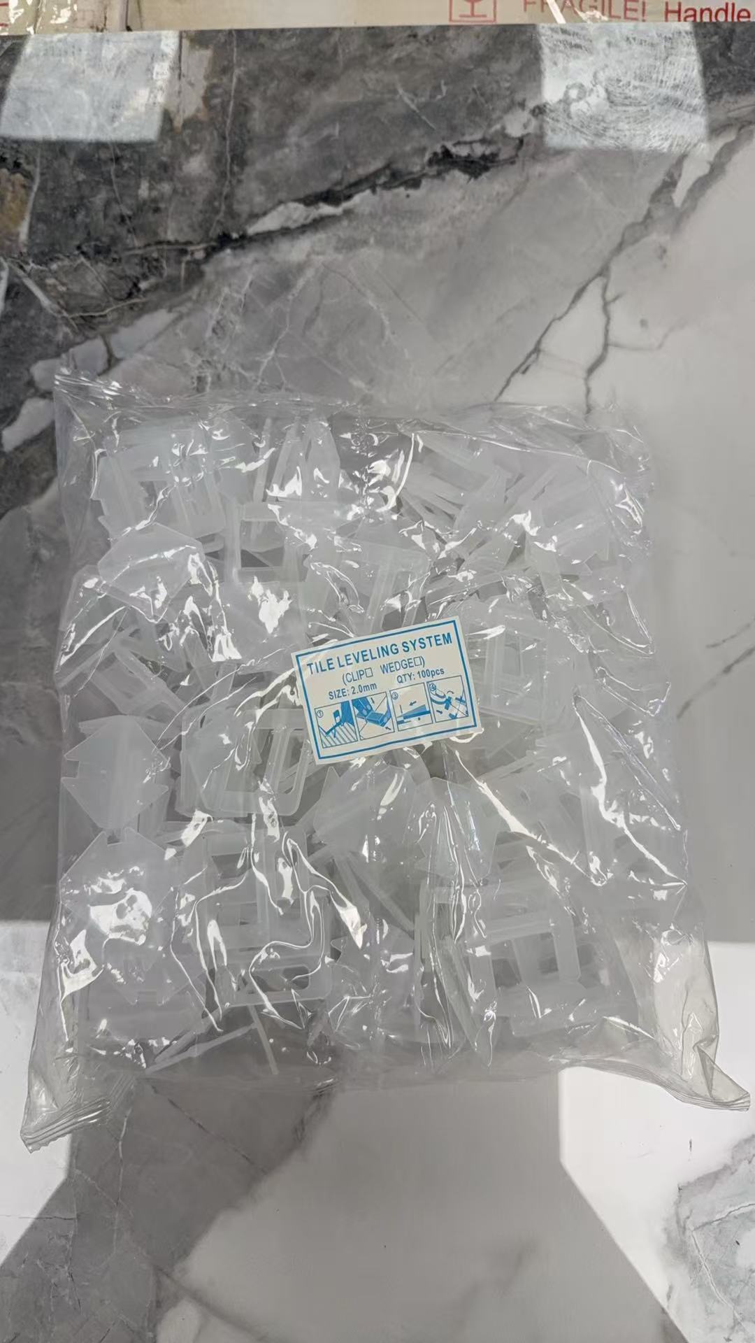 2mm White Tile Leveling Clips – 100pcs/Bag image 0