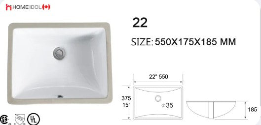 Undermount Bathroom Sink Ceramic G22 image 0