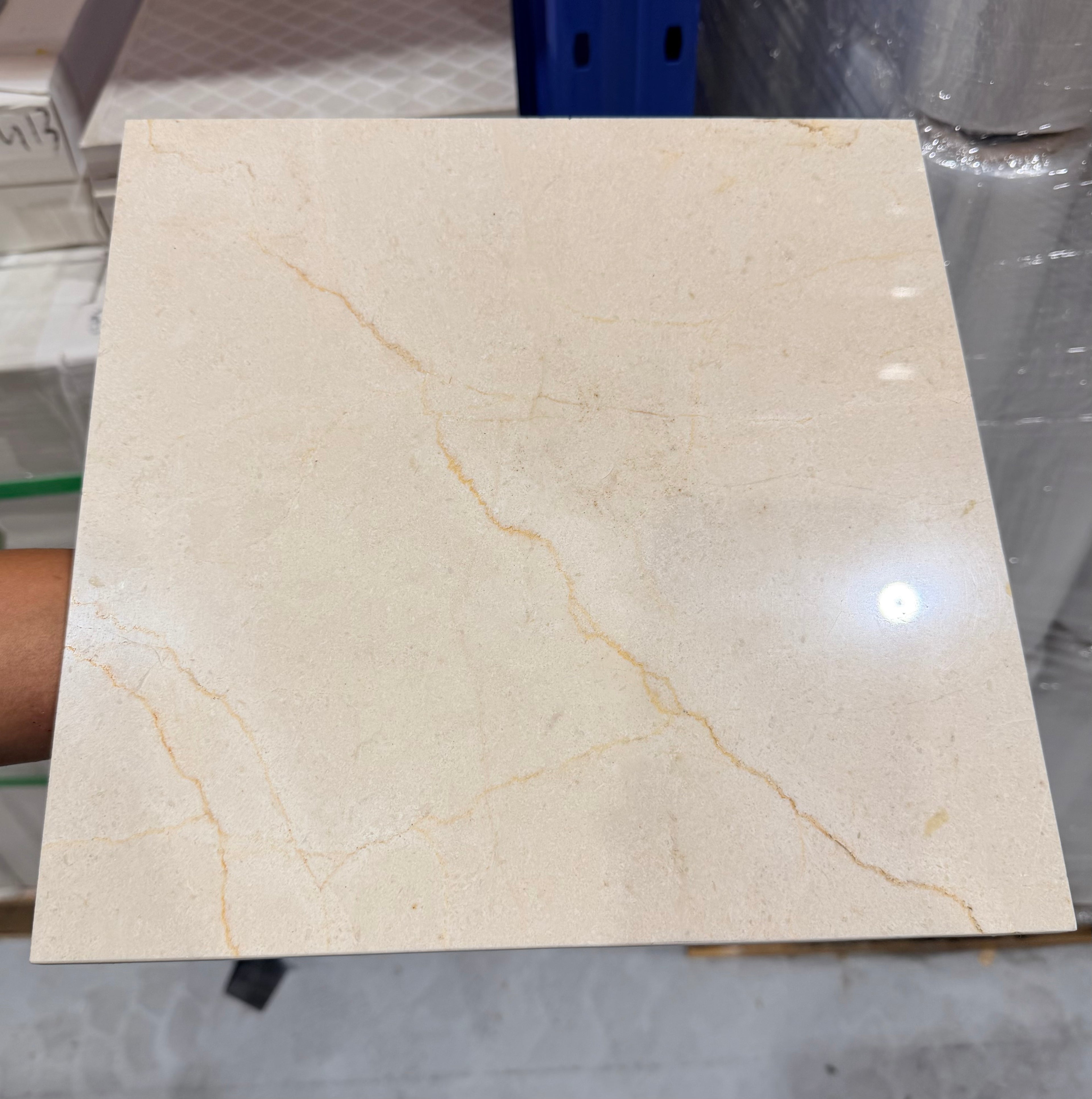 12"x12" Sandstone Beige Polished Stone Tile, $1.59/sq.ft (5pcs/box, 5sq.ft)