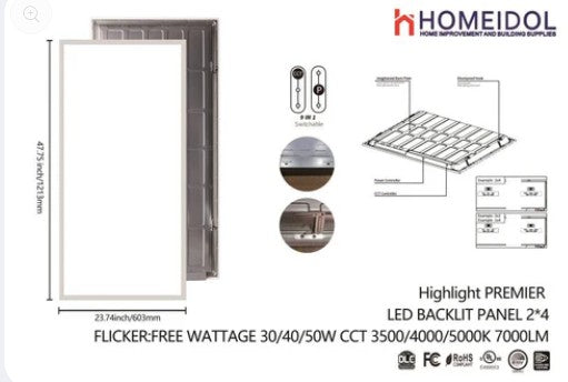 LED 2’×4’ Panel Light – Dimmable | 60W | 3CCT | 9000lm | 2pcs/box image 0