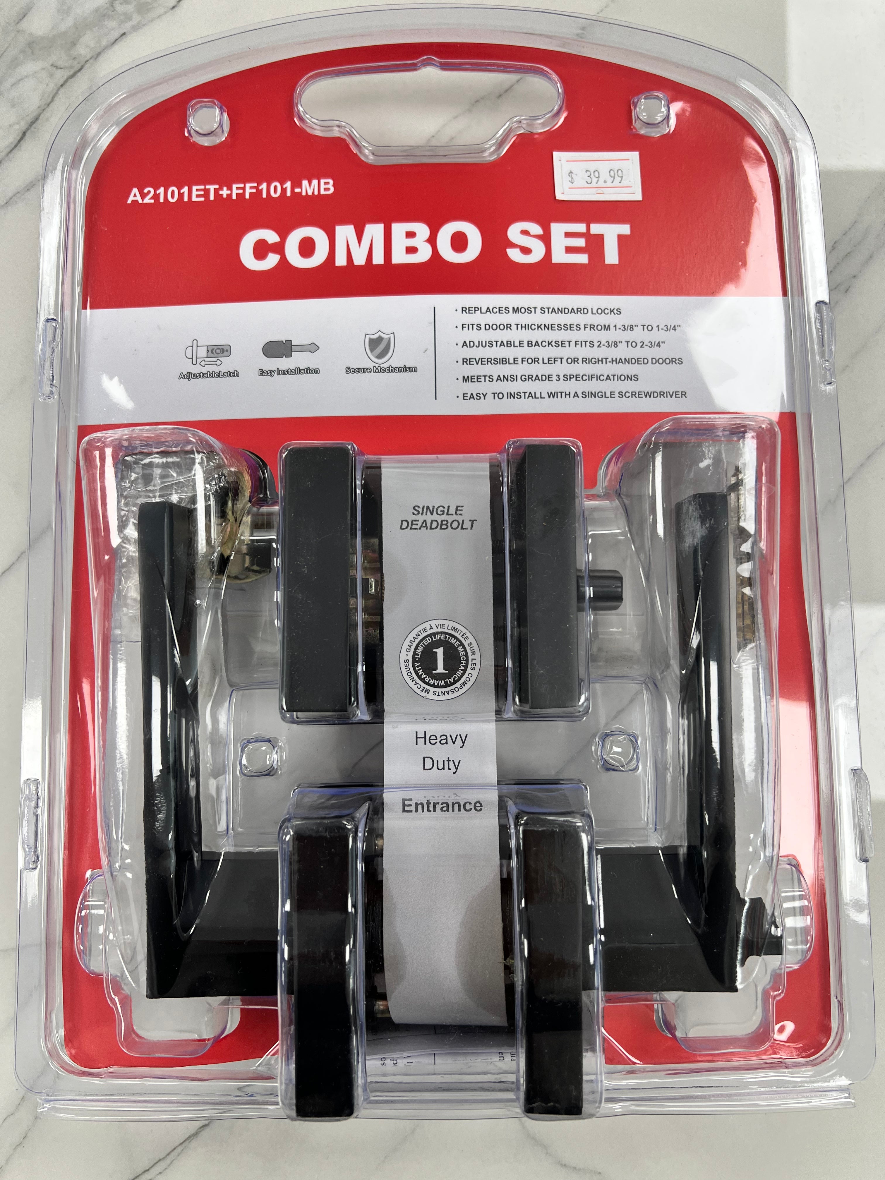 Lever Combo Lock with Key | Black Square – (A2101ET + FD101) image 1