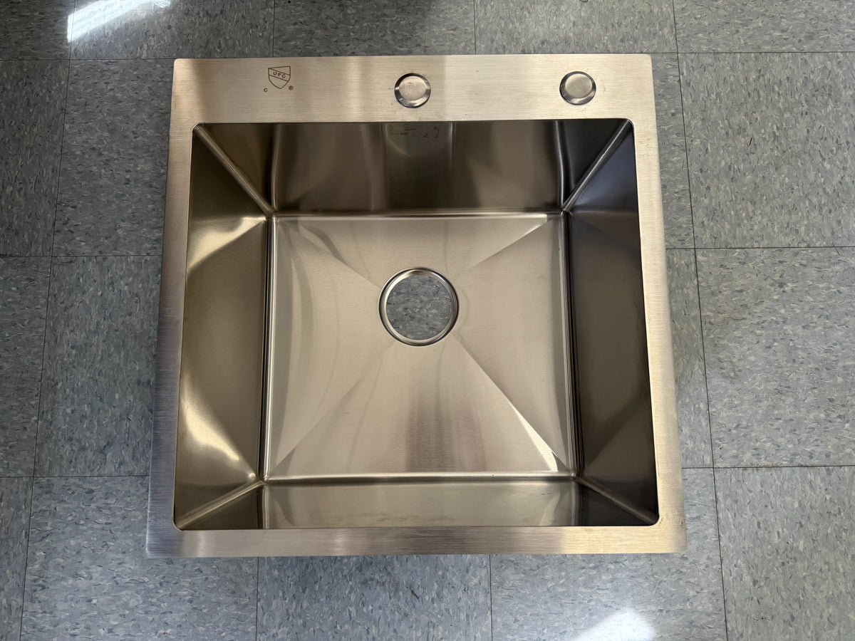 Handmade Topmount Kitchen Sink – Single Bowl | 16 G, 20"x20"x9.5" image 0