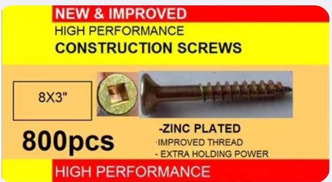 Zinc Construction Screws- #8 x 3” 800pcs image 1