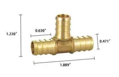 PEX Crimp Tee – 1/2" Brass | 10pcs/Bag (Model: 62102C) image 0