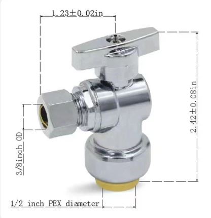 PEX Bite Angle Stop Valve – 1/2" × 3/8" (Model: 63103Q) image 0