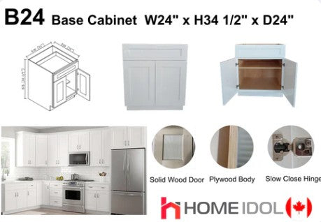 B24 -24” Base Cabinet, White Shaker | A+ Grade Plywood Construction image 0