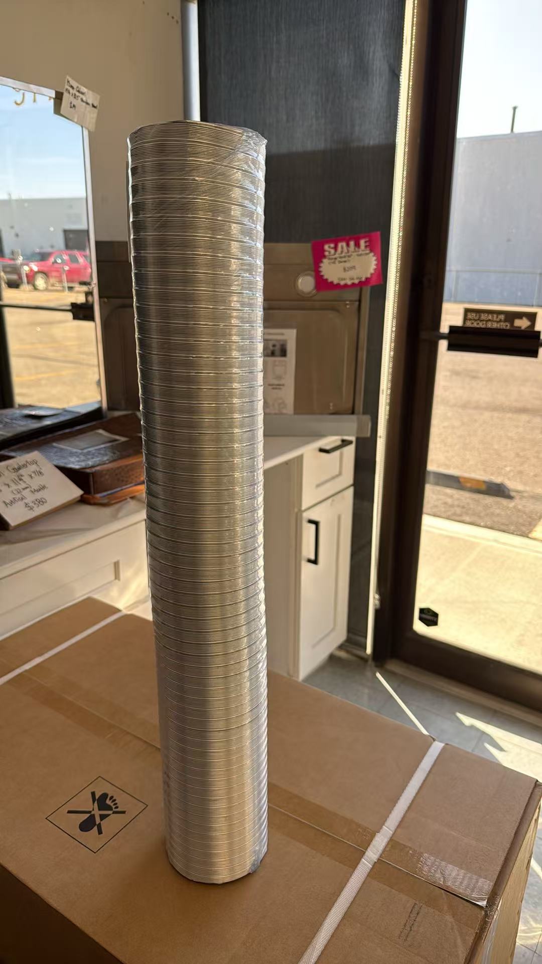 4" Aluminum Hard Flexible Pipe for Rangehood Venting Pipe Exhaust Fan Chrome 4"x4'x12'