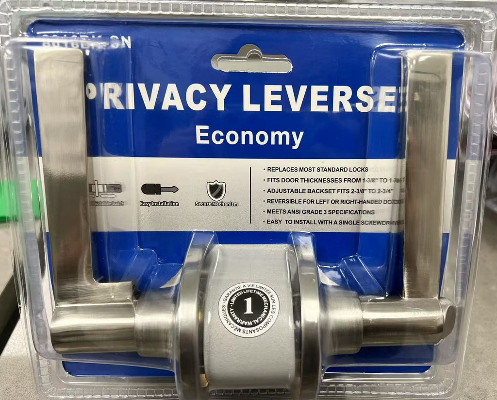 Privacy Lock | Chrome Tubular Leverset - (8016BK-SN) image 1