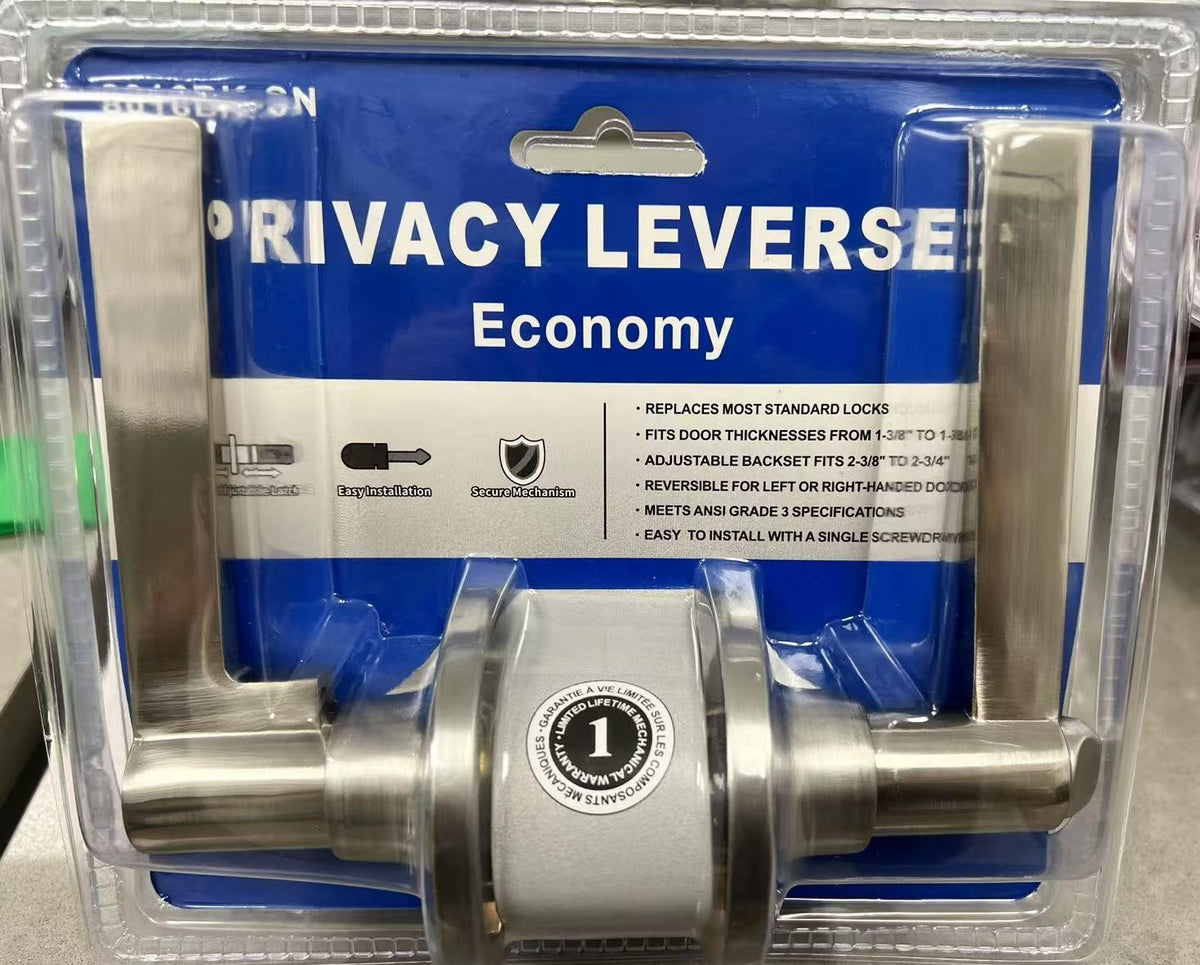 Privacy Lock | Chrome Tubular Leverset - (8016BK-SN) image 1