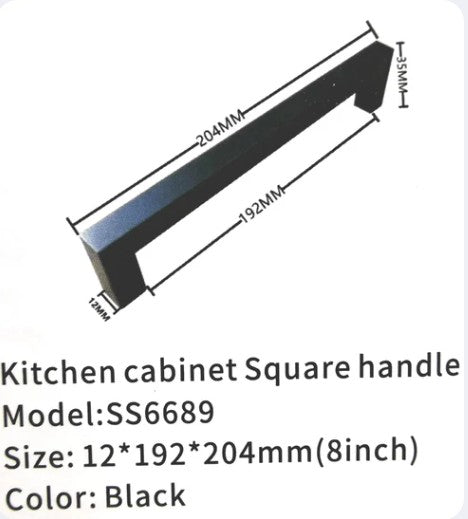 Kitchen Cabinet Handle H Bar Black Square 8" image 0