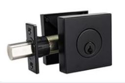 Square Black Single Cylinder Deadbolt image 0
