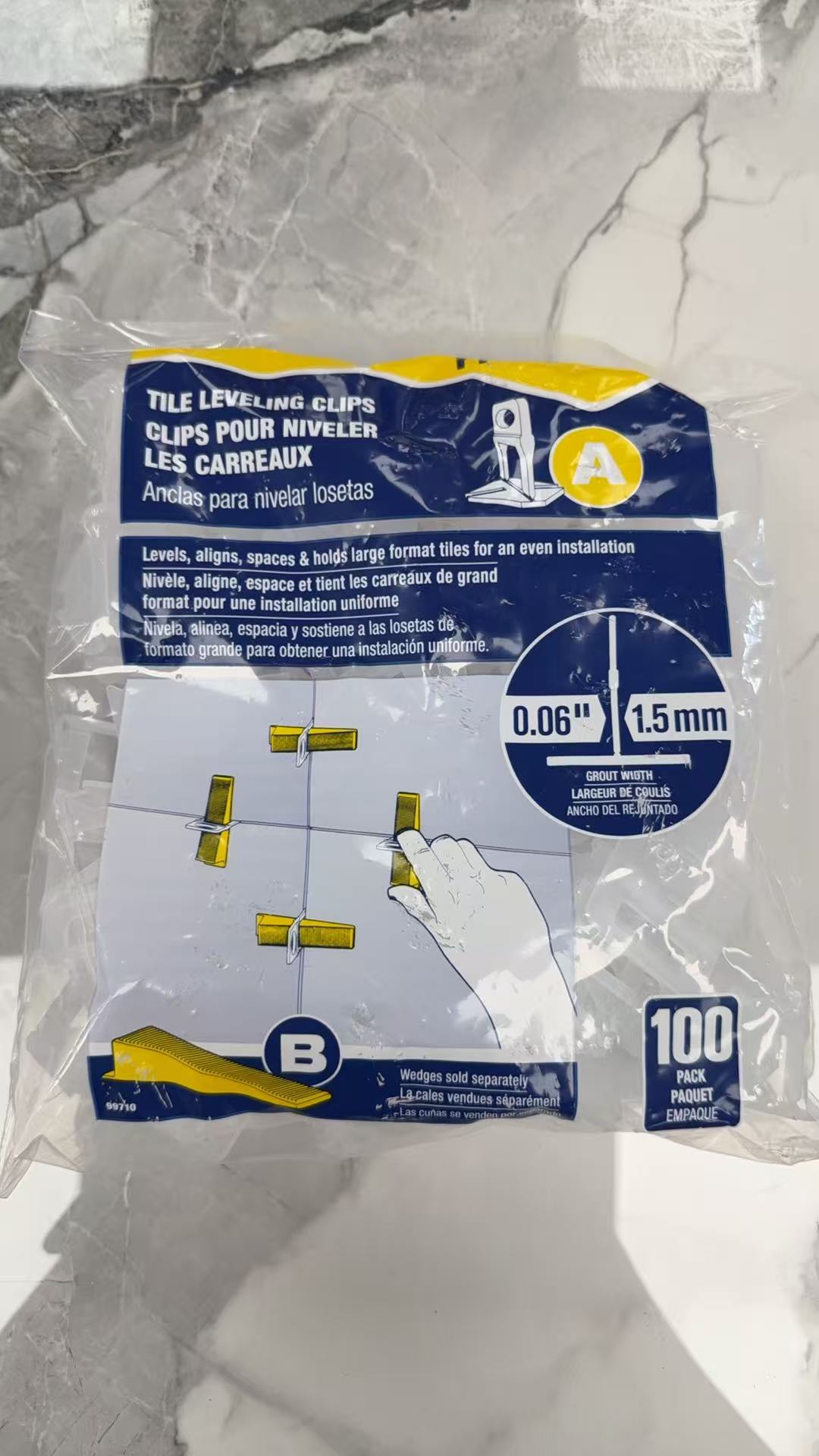 1.5mm White Tile Leveling Clips – 100pcs/Bag image 0