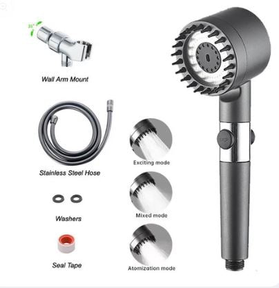 Matte Black Shower Hand – 3 Spray Modes + Full Kit image 0