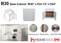 B30- 30” Base Cabinet, White Shaker | A+ Grade Plywood Construction image 0