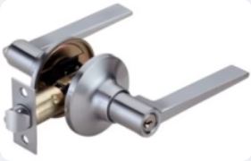 Entrance Lock with Key | Chrome Tubular Leverset - (8016ET-SN) image 0
