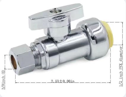 PEX Bite Straight Stop Valve – 1/2" × 3/8" (Model: 63104) image 0