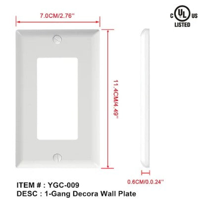 1g white 1 gang decorative wall plate image 0