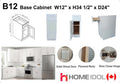B12- 12” Base Cabinet, White Shaker | A+ Grade Plywood Construction image 0