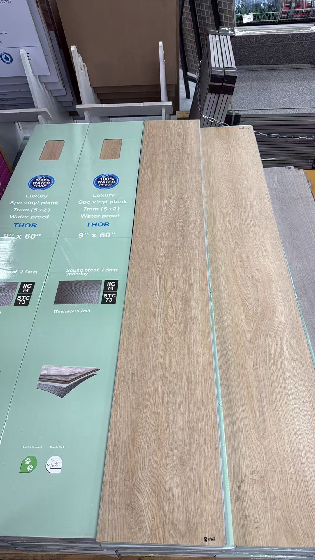 SPC Flooring – 7mm 8263 Thor, 60"x9", 6 Planks/Box, Approx. 24 sq.ft/Box, $1.49/sq.ft