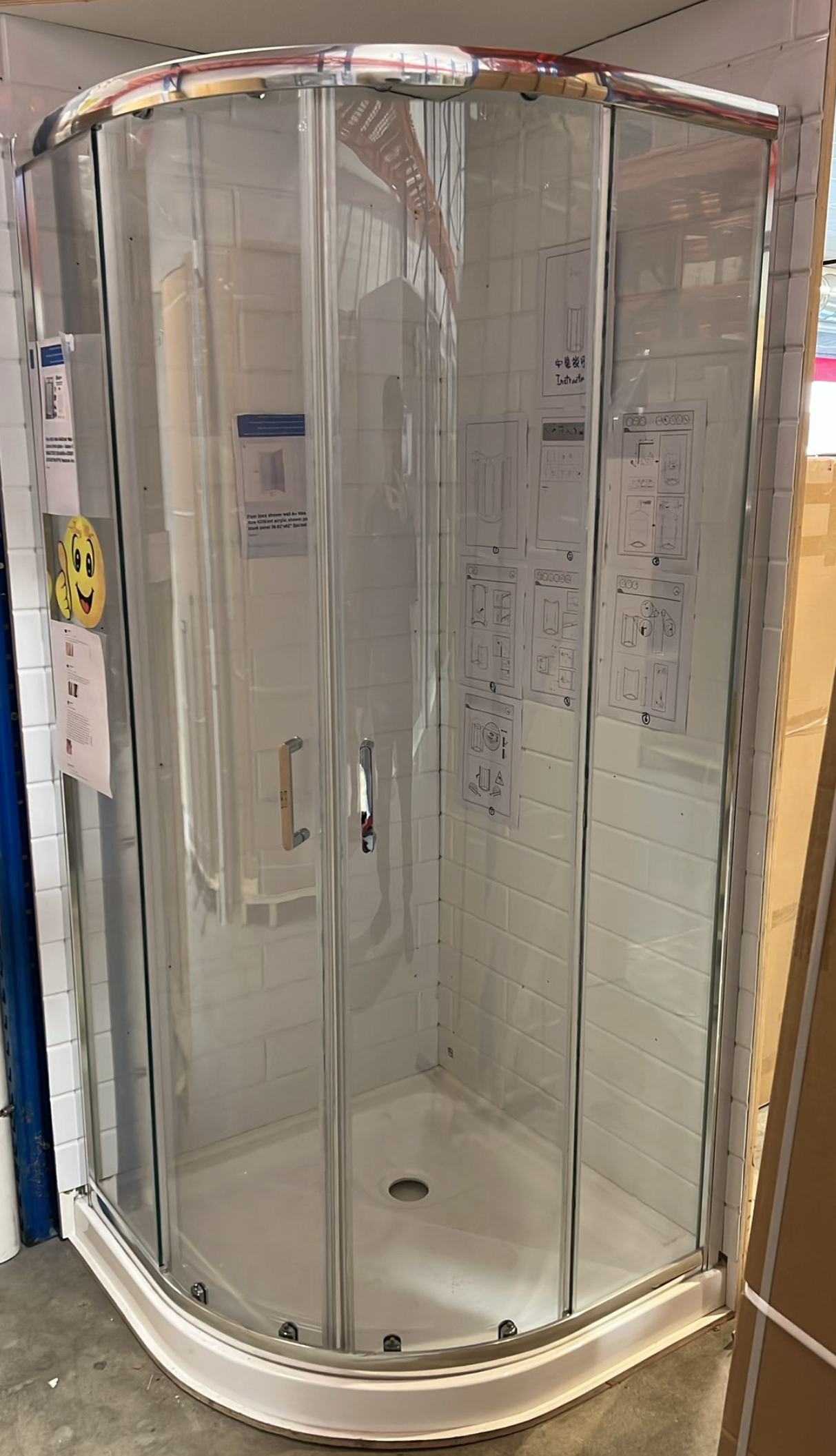 Framed Corner Shower Combo 34"x34"x76” 8mm Chrome Includes Base image 0