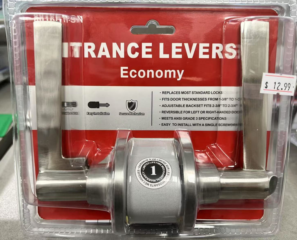 Entrance Lock with Key | Chrome Tubular Leverset - (8016ET-SN) image 1
