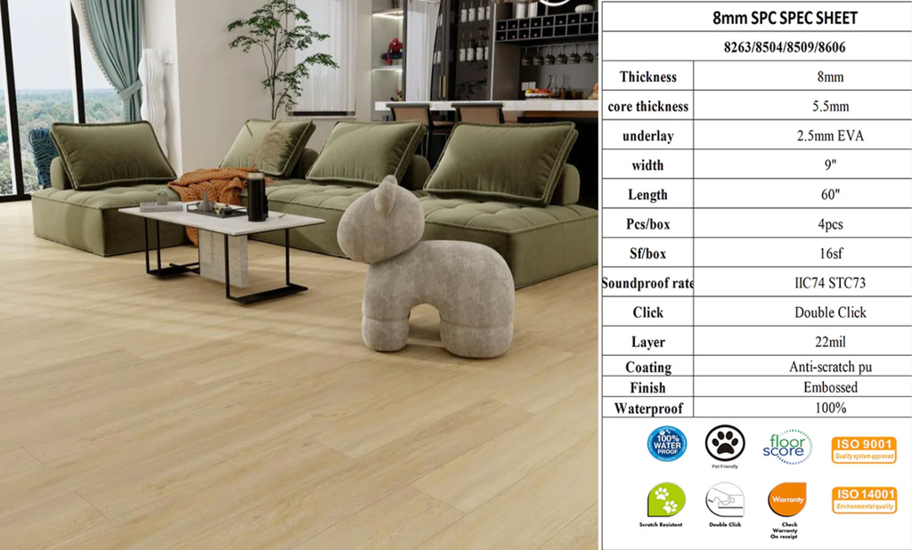 SPC Flooring – 8mm 8263, 60"x9", 16 sq.ft/box, 22mil Wear Layer image 0
