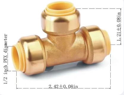 PEX Bite Tee – 1/2" Push-Fit Fitting (Model: 61001) image 0