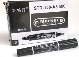 Black Double-Sided Marker Pen – Fine & Broad Tips image 0