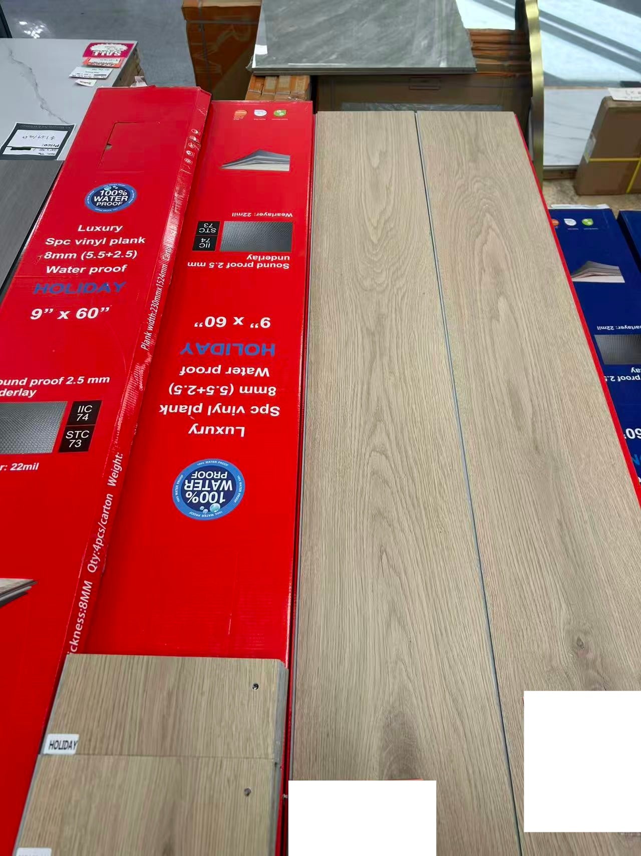 SPC Flooring – 8mm Holiday, 60"x9", 4 Planks/Box, Approx. 16 sq.ft/Box, $1.59/sq.ft