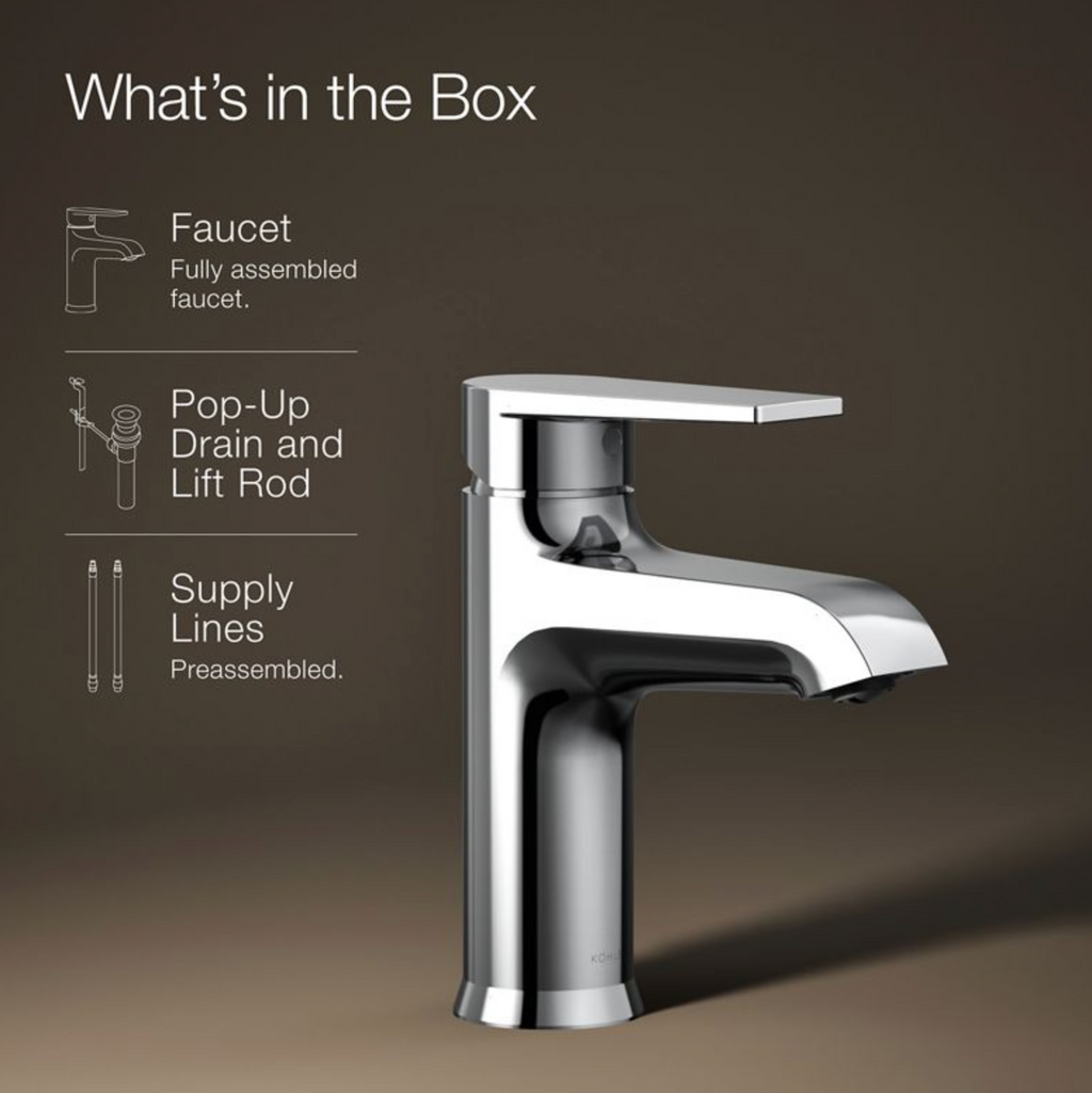 KOHLER K97060-4-CP Hint Single Hole Single-Handle Bathroom Faucet - Polished Chrome