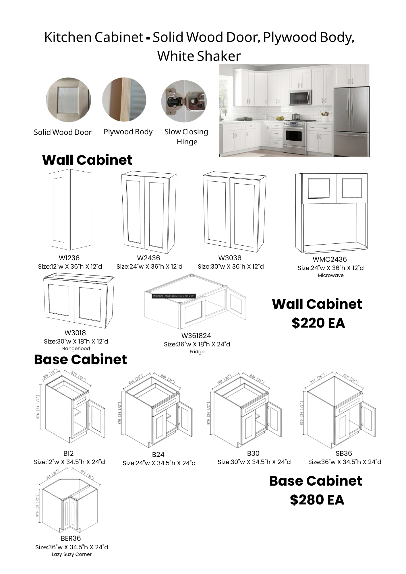 B24-24” Base Kitchen Cabinet, White Shaker | A+ Grade Plywood Construction
