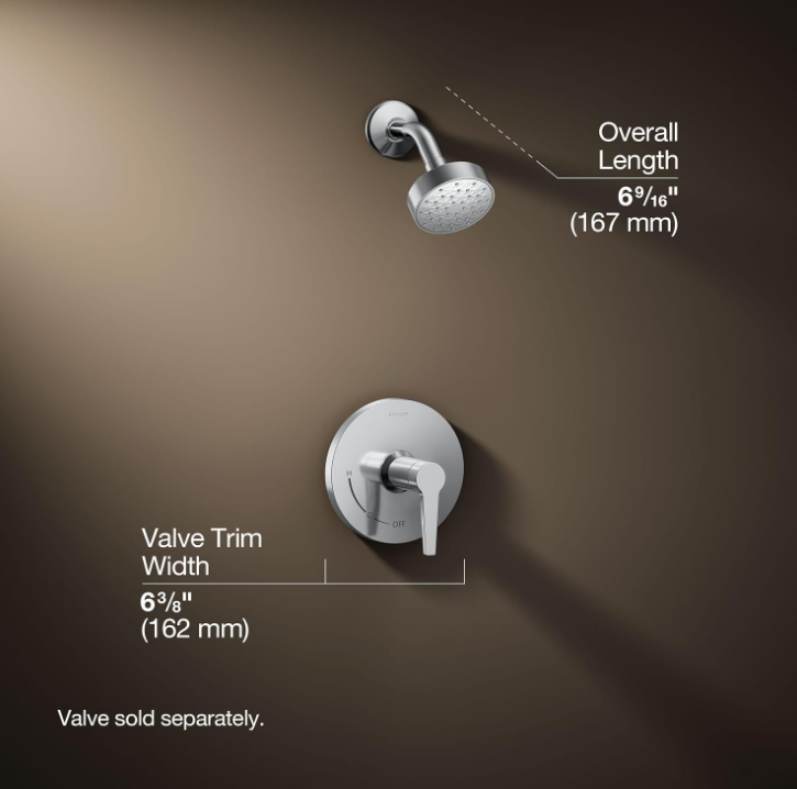 Kohler KTS97077-4-CP Pitch Rite-Temp Shower Trim with 2.0GPM Showerhead - Polished Chrome