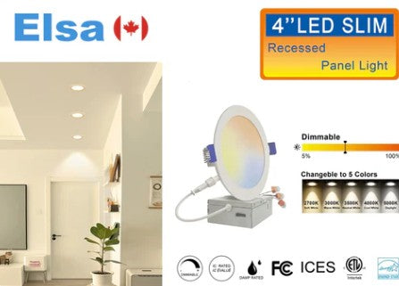 LED Panel Light 4"- 5CCT Round, White Trim | 10pcs per box