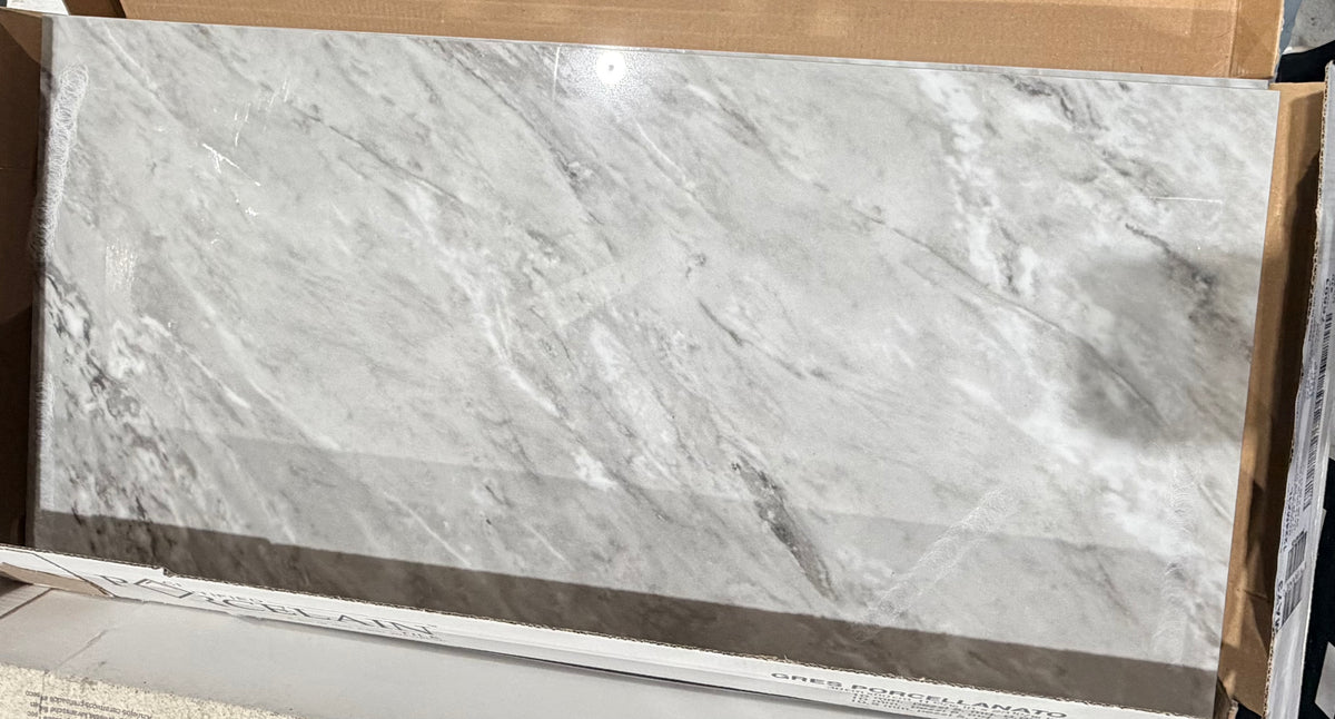 12"x24" Stellar Grey MA73 Polished Porcelain Tile, $1.59/sq.ft (5pcs/box, 9.69sq.ft) Made in Italy