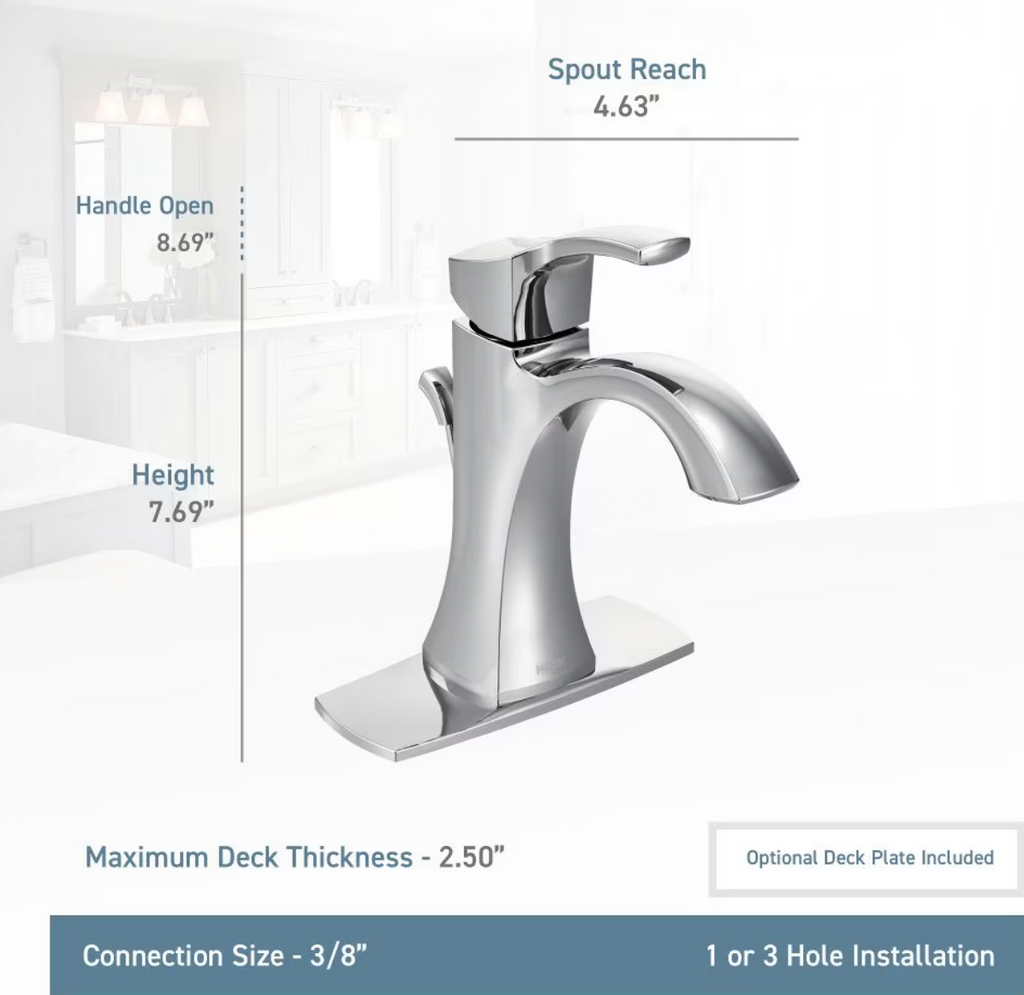MOEN 6903 Voss Single Hole Single-Handle Bathroom Faucet - Chrome