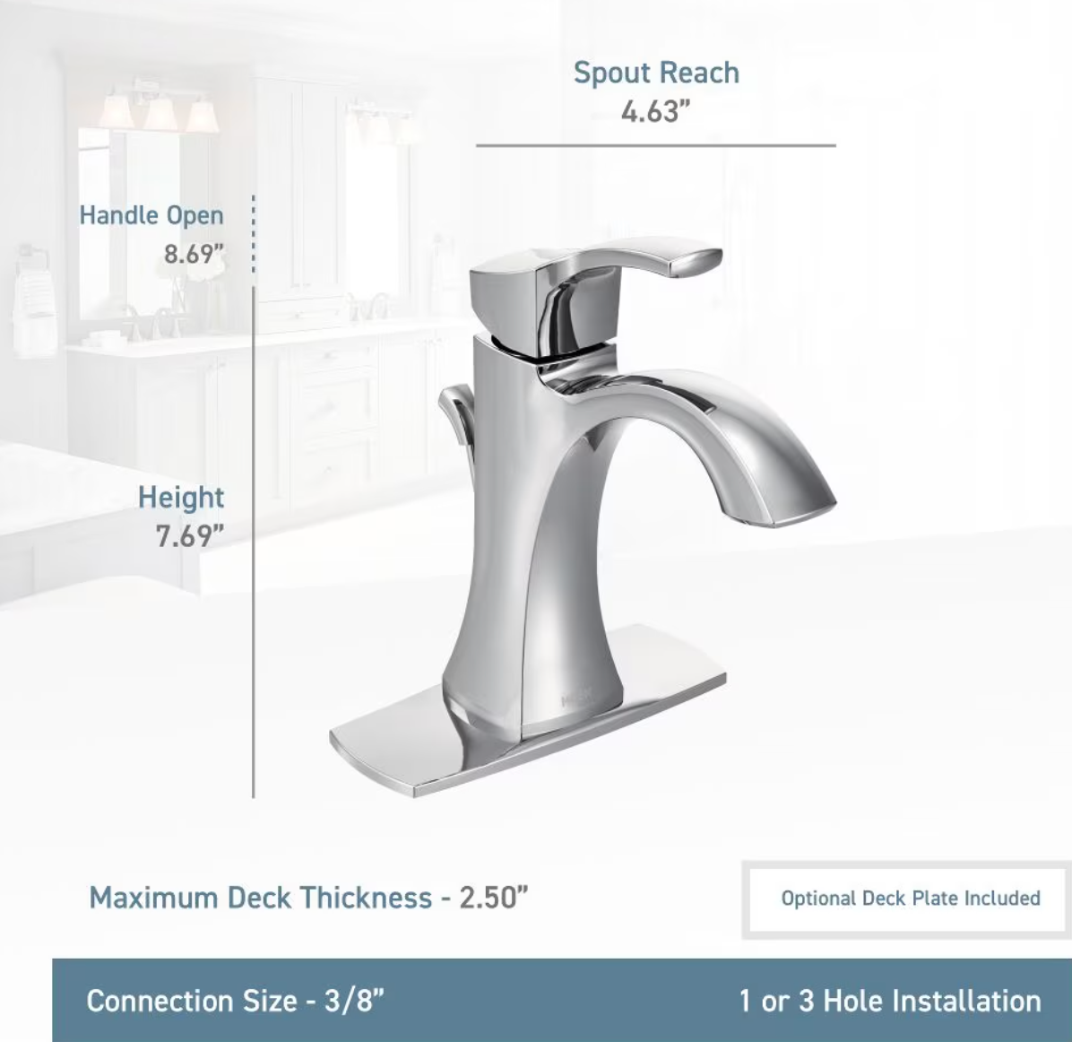 MOEN 6903 Voss Single Hole Single-Handle Bathroom Faucet - Chrome