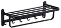 24" Foldable Black Double Towel Rack
