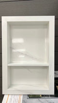 White Calacatta Artificial Marble Niche Two Shelves -16"x 24"x 4"