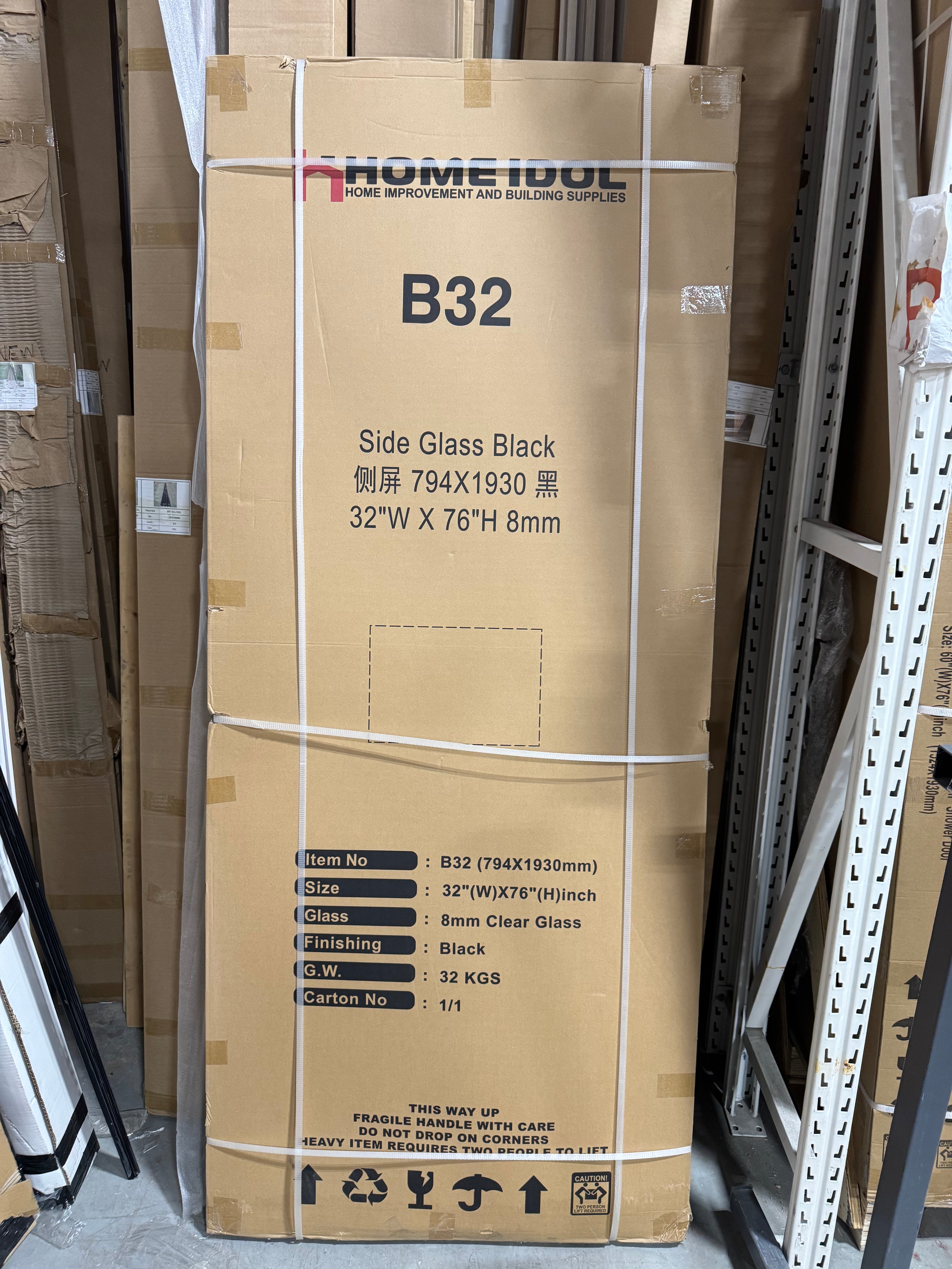 8mm 32" 2 in 1 side glass chrome/black image 1
