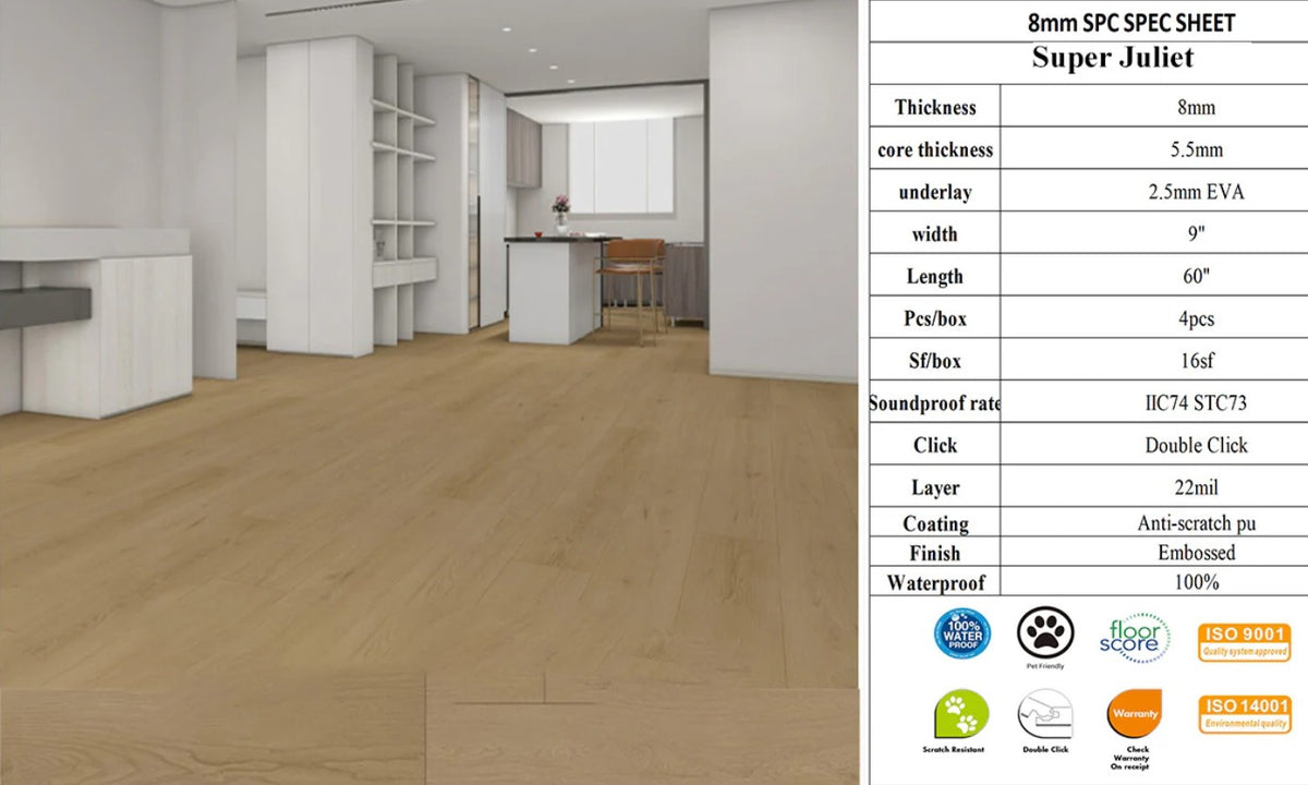 SPC Flooring – 8mm Super Juliet, 60"x9", 16 sq.ft/box, 22mil Wear Layer image 0