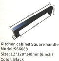 Kitchen Cabinet Handle H Bar Black Square 6" image 0