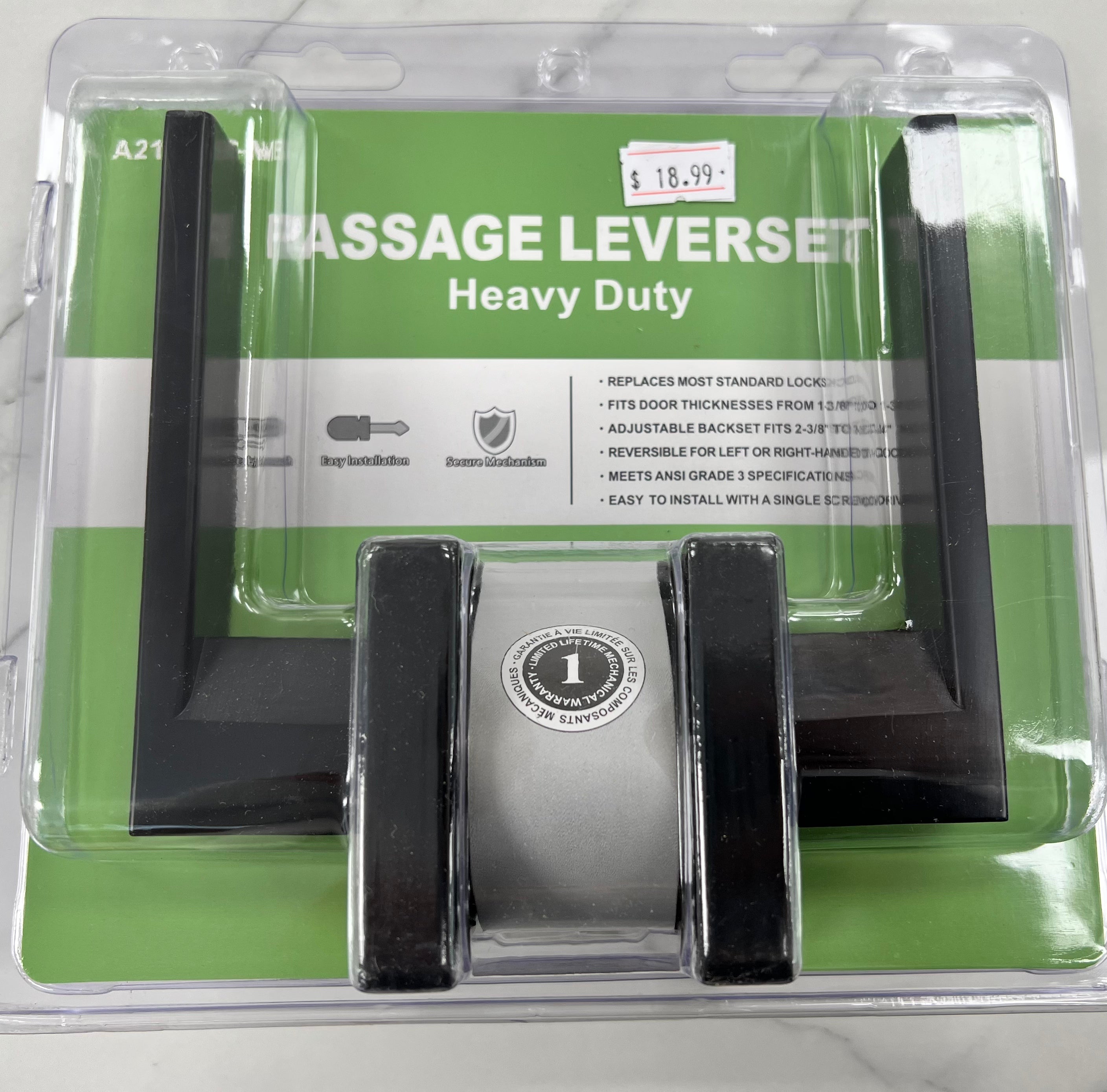 Heavy-Duty Tubular Passage Lock | Black - (A2101PS-MB) image 1