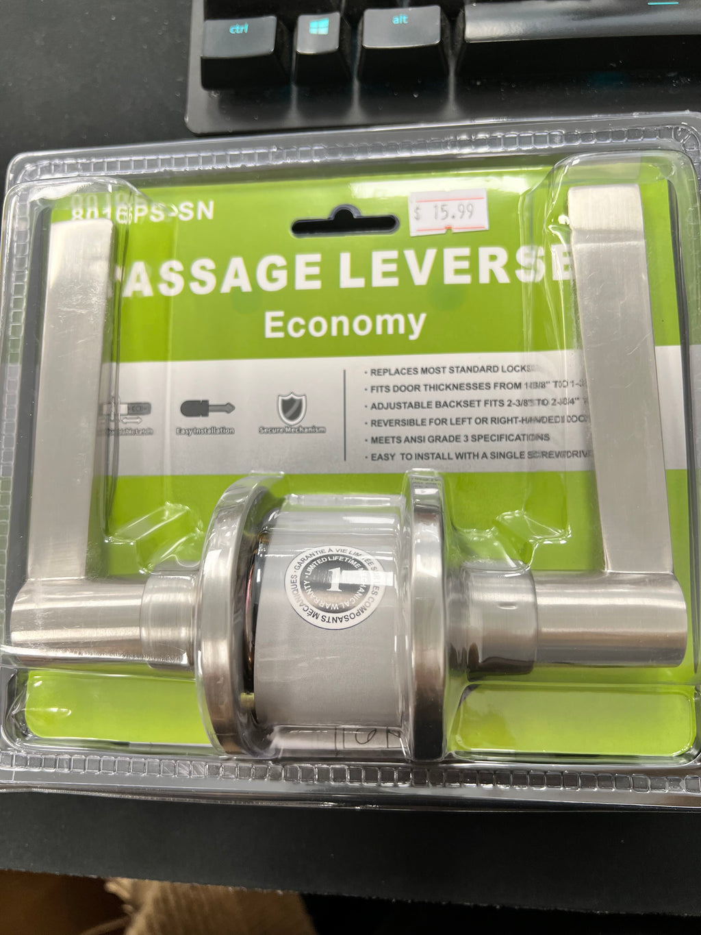 Passage Lock | Chrome Tubular Leverset - (8016PS-SN) image 0