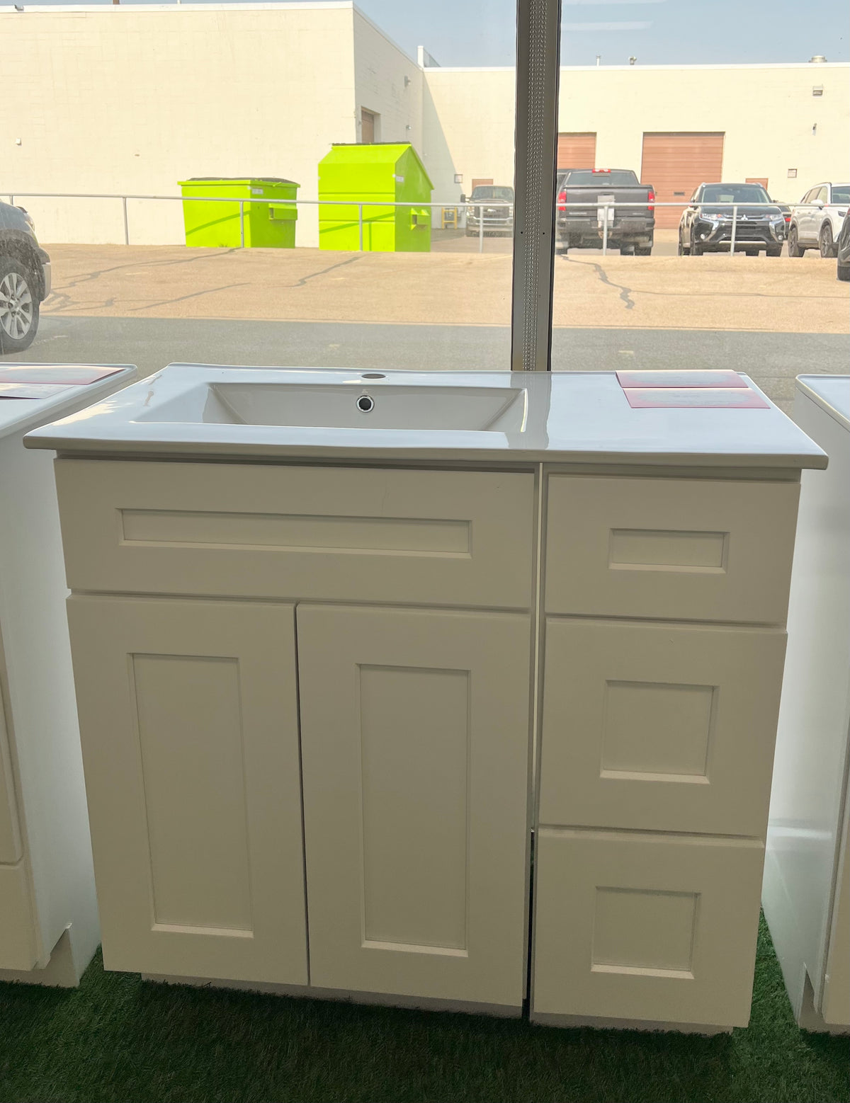 Vanity Combo 36" RH – White, Solid Wood Door, Right Drawer, Ceramic Countertop image 0