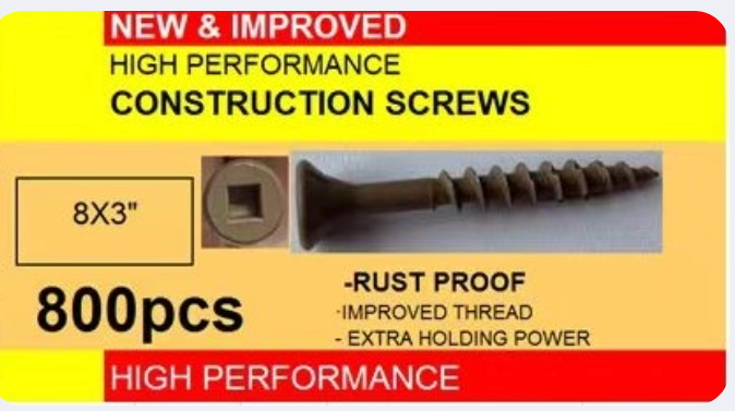 Construction Screws -#8 x 3” 800pcs image 1