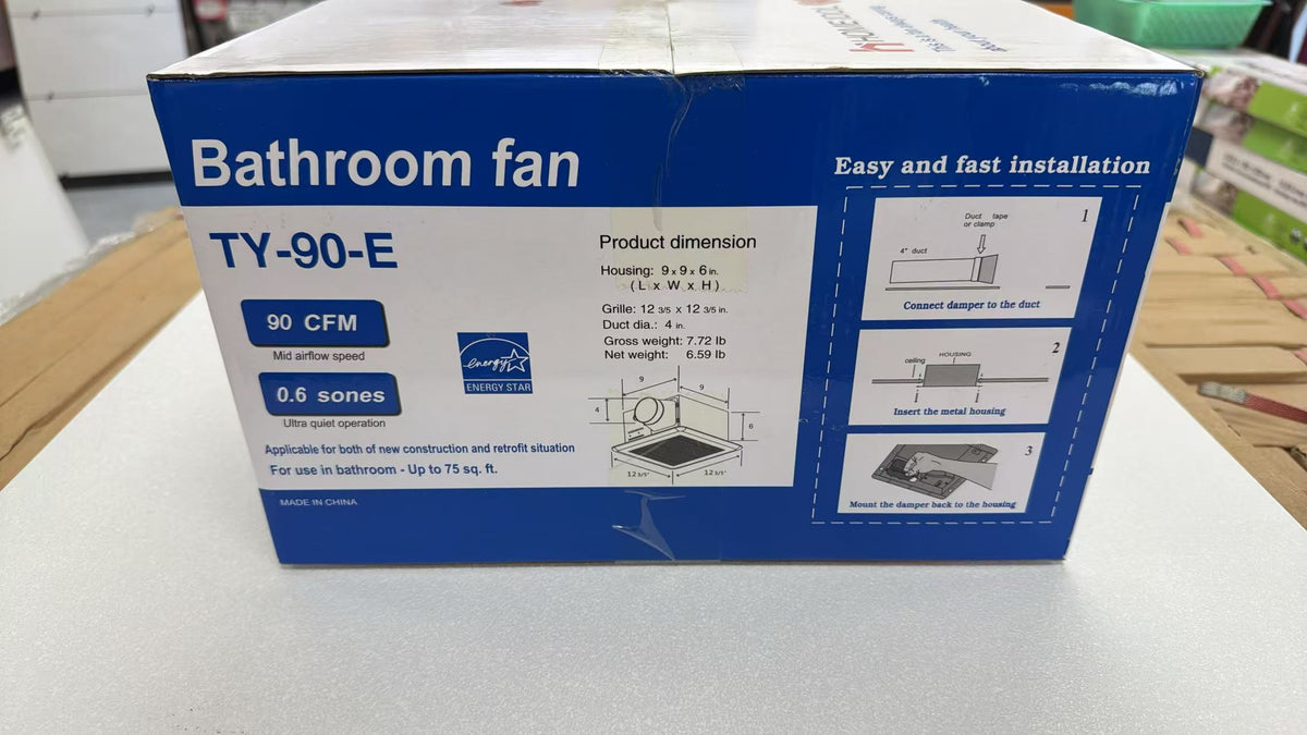 Bathroom Ventilation Fan – 90CFM, 0.6 Sone, 4" Exhaust image 1